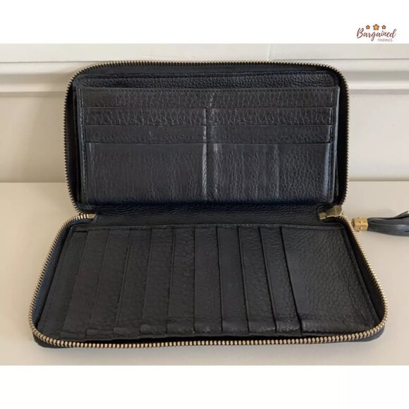 Authentic GUCCI Black Pebbled Leather Soho Interlocking G Zip Around Long Wallet - Picture 8 of 13
